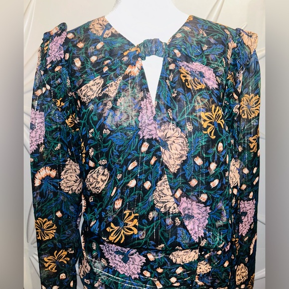 NWT Veronica Beard SZ 8 black/pink multicolor “Peppa” floral silk dress/bust 42” - Picture 6 of 11